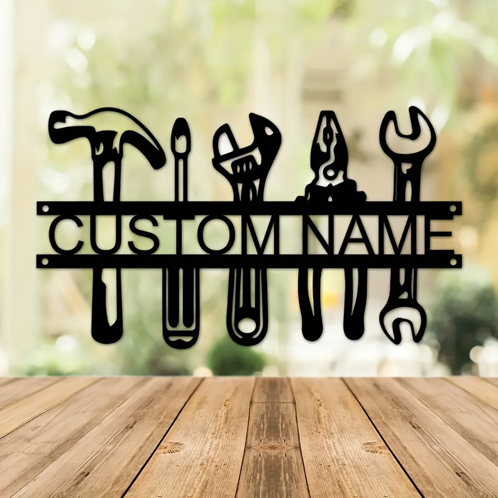 Workshop Tools With Name - Desain Alat Seni Dinding Besi Gaya