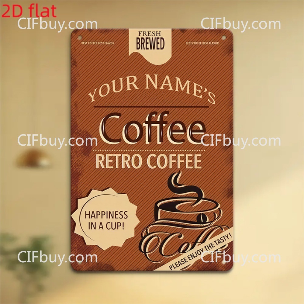 Workshop Tools With Name - Papan Nama Logam Vintage 2D Datar