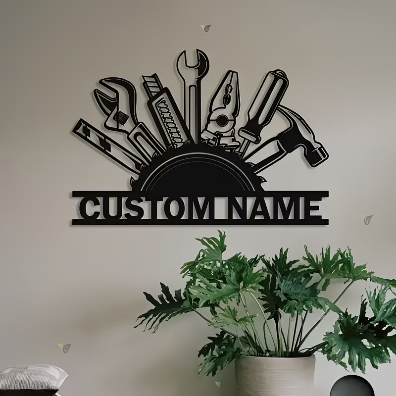 Workshop Tools With Name - Seni Dinding Logam Kustom - Papan
