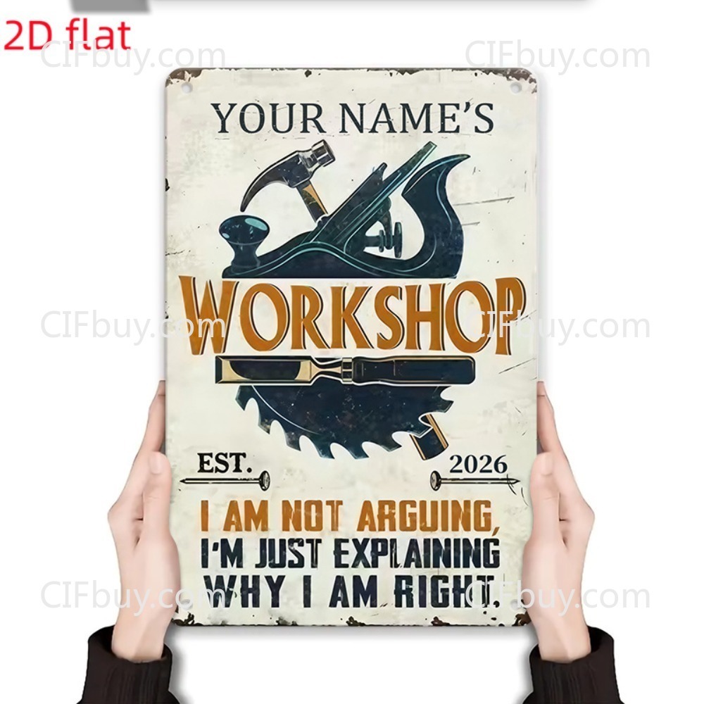 Papan Nama Logam Vintage 2D Da - Workshop Tools With Name ulasan dan harga