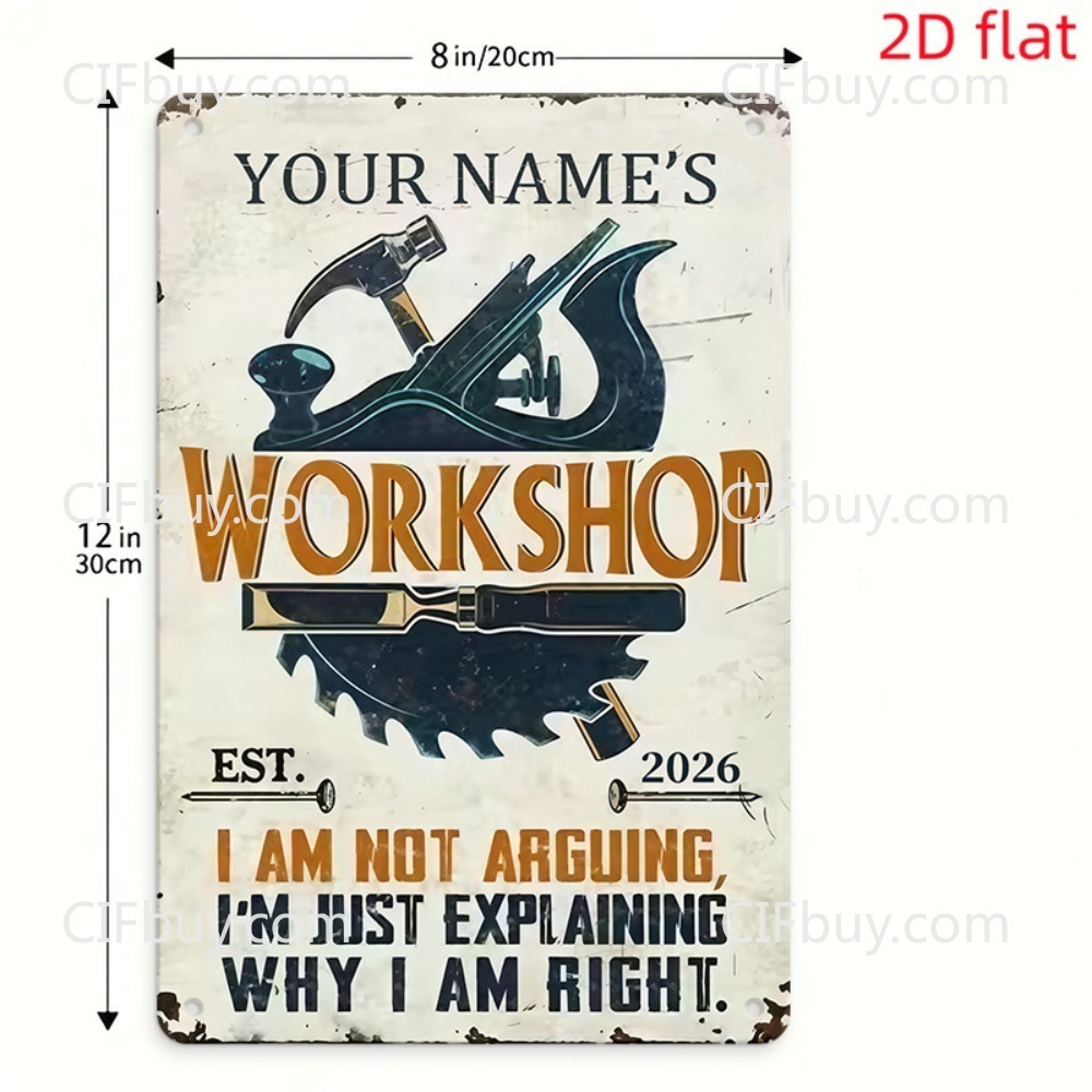 Papan Nama Logam Vintage 2D Da - Workshop Tools With Name ulasan dan harga